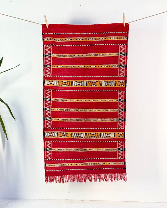 Red Vintage Moroccan Wool Kilim Rug