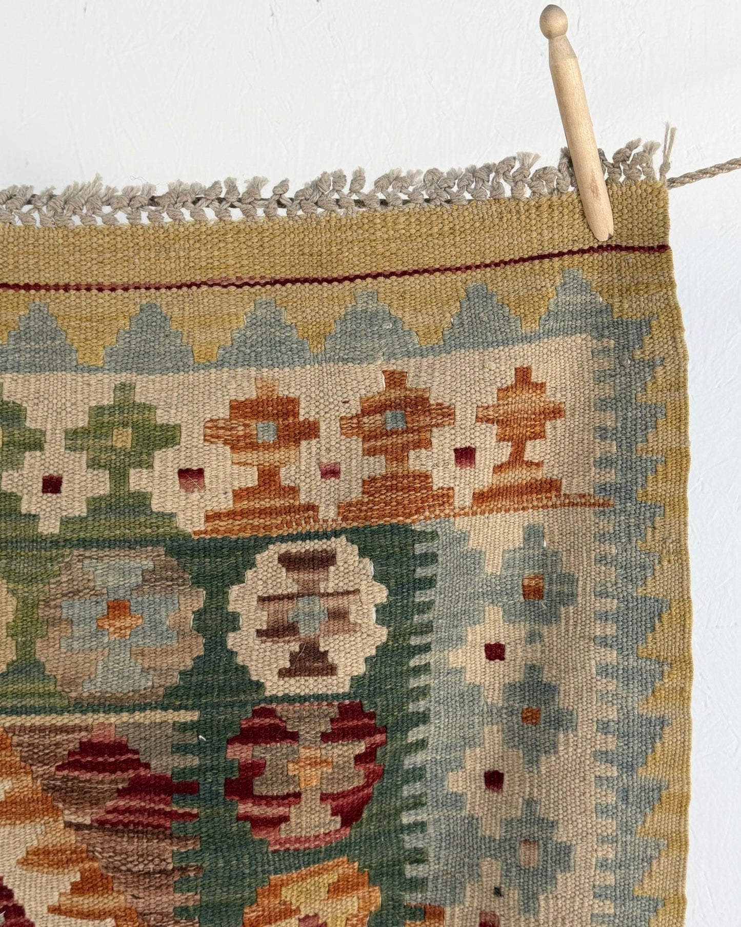 Green and Yellow Afghan Chobi Kilim Rug - Biggs & Hill