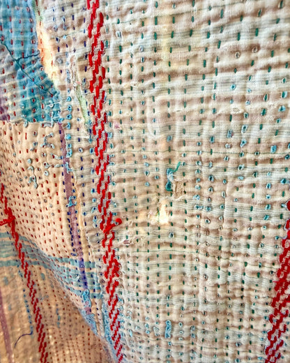 Project Kantha Quilt: Green and Blue with Embroidery - Biggs & Hill