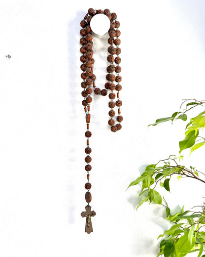 Vintage French Lourdes Rosary (Chapelet) – Wooden Pilgrimage Beads