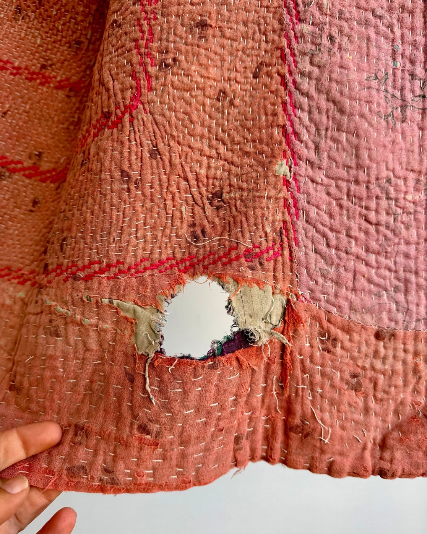 Project Kantha Quilt: Pink, Green and Purple with Embroidery - Biggs & Hill