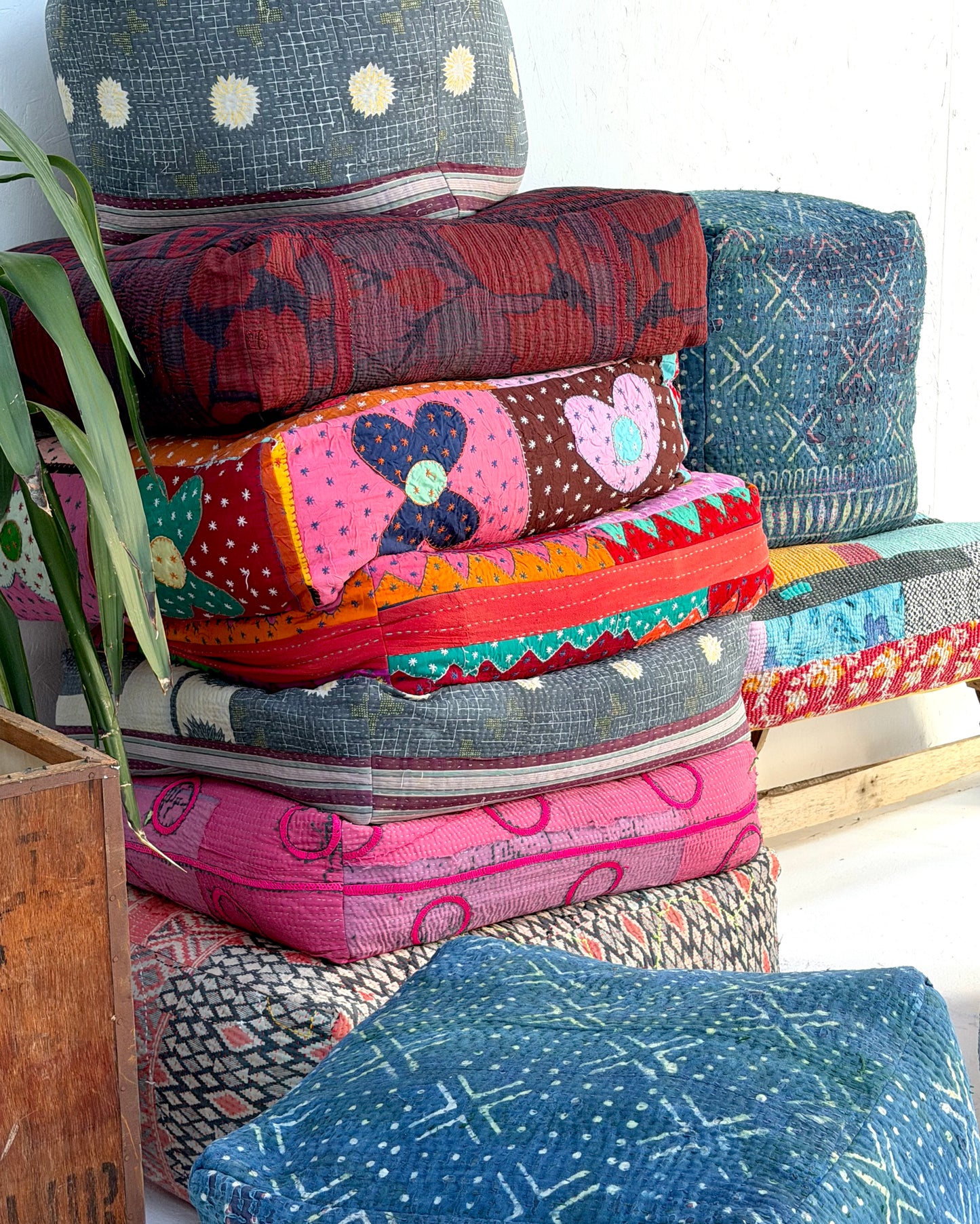 Large Square Patchwork Cotton Floor Cushion Cover