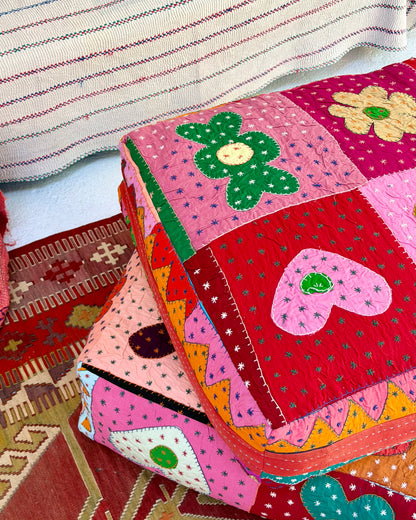 Large Square Patchwork Cotton Floor Cushion Cover