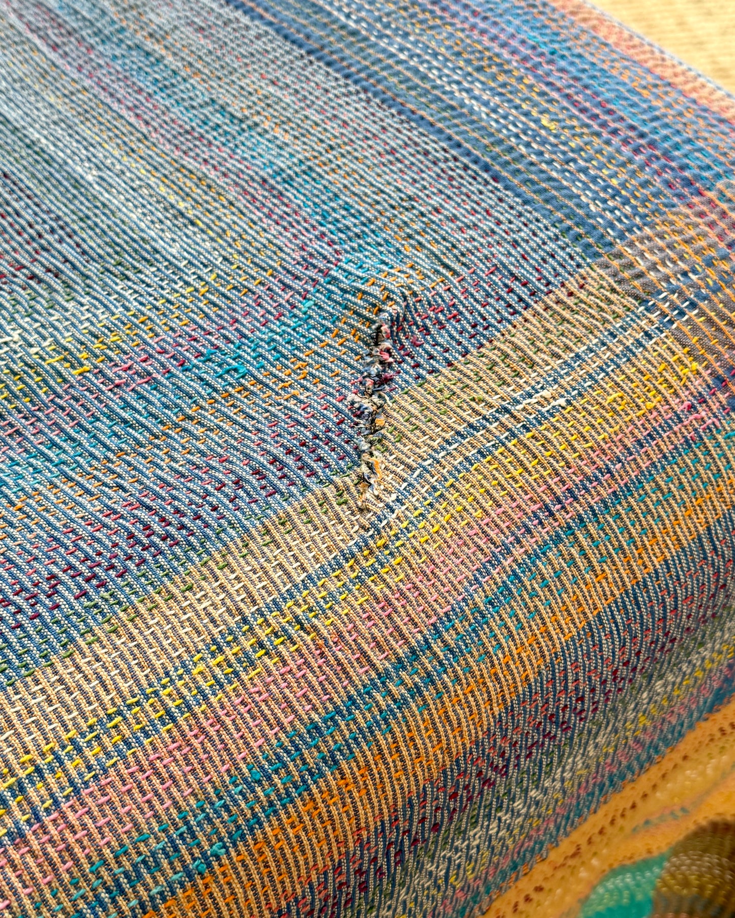 Vintage Embroidered Ralli Quilt in Black and Blue