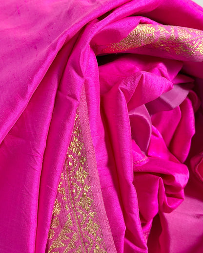 Preloved Silk Sari Length in Hot Pink 10