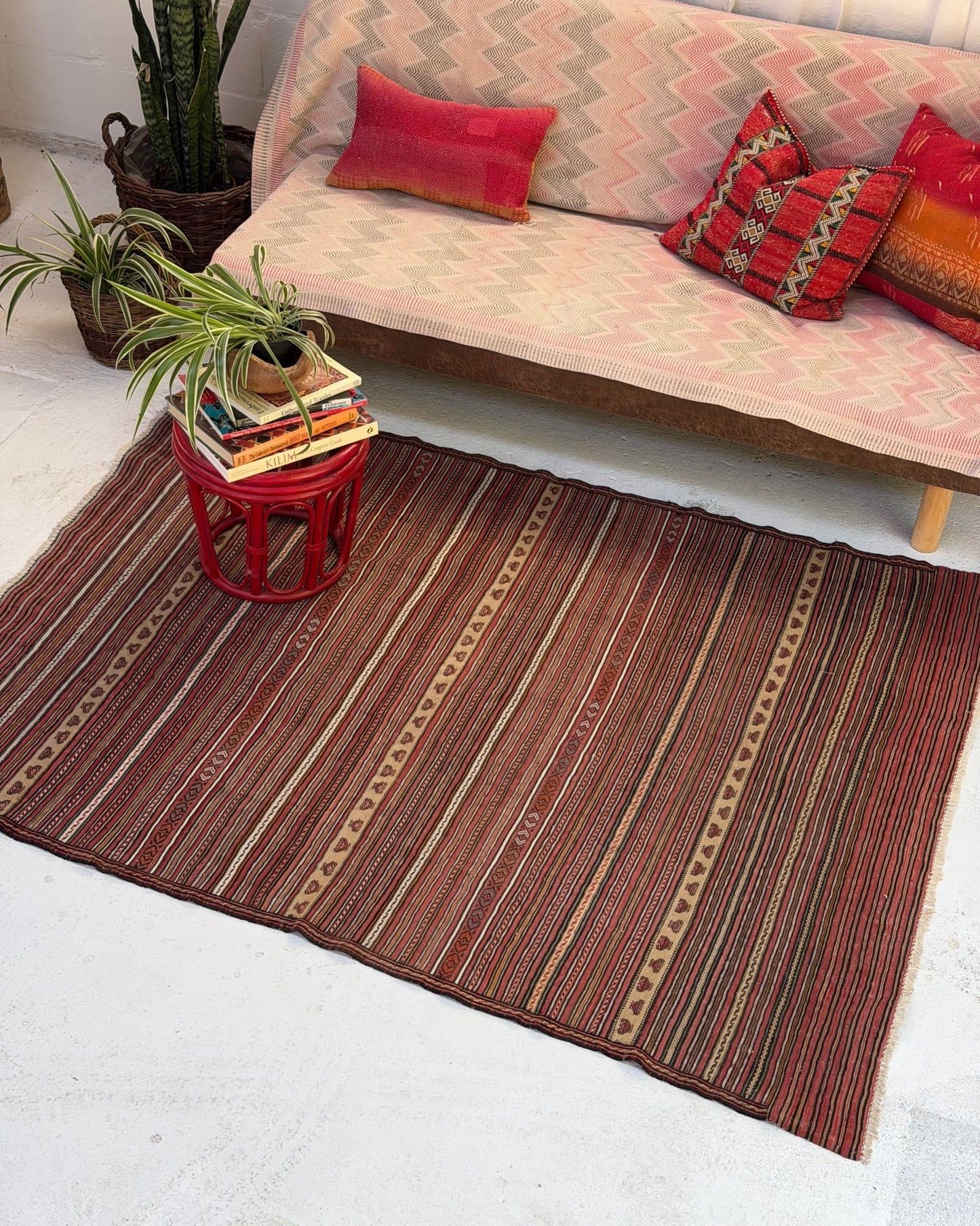 Red and Yellow Vintage Afghan Kilim Rug - Biggs & Hill