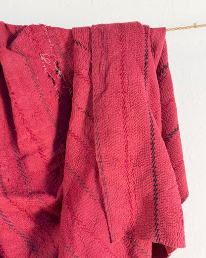 Project Kantha Quilt: Embroidered Deep Pink