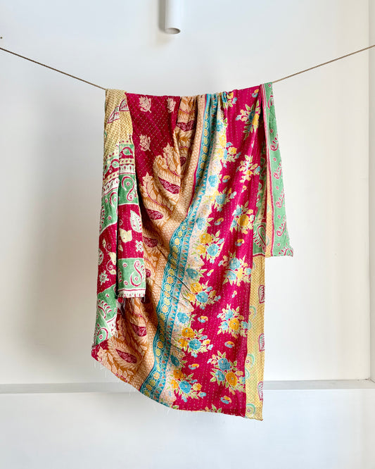 Vintage Sari Kantha Quilt #8