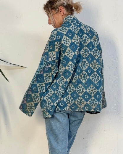 Índigo Printed Kantha Jacket