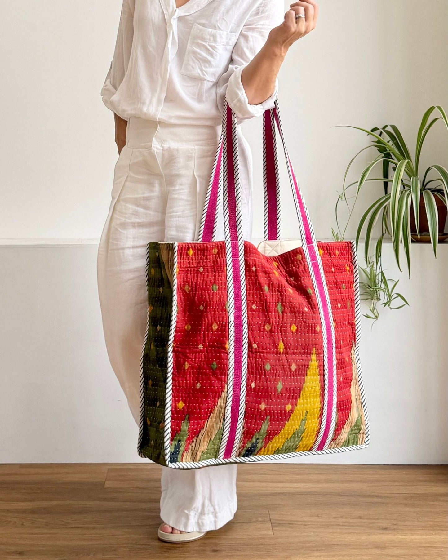 XL Vintage Kantha Tote Bag 04 - Biggs & Hill