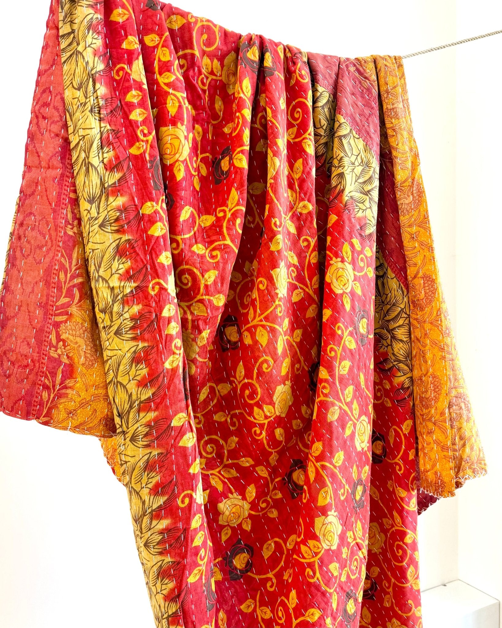 Sari Fabric Kantha Quilt 26 - Biggs & Hill