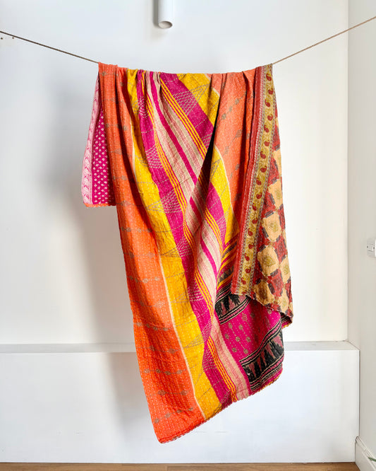 Vintage Sari Kantha Quilt #10