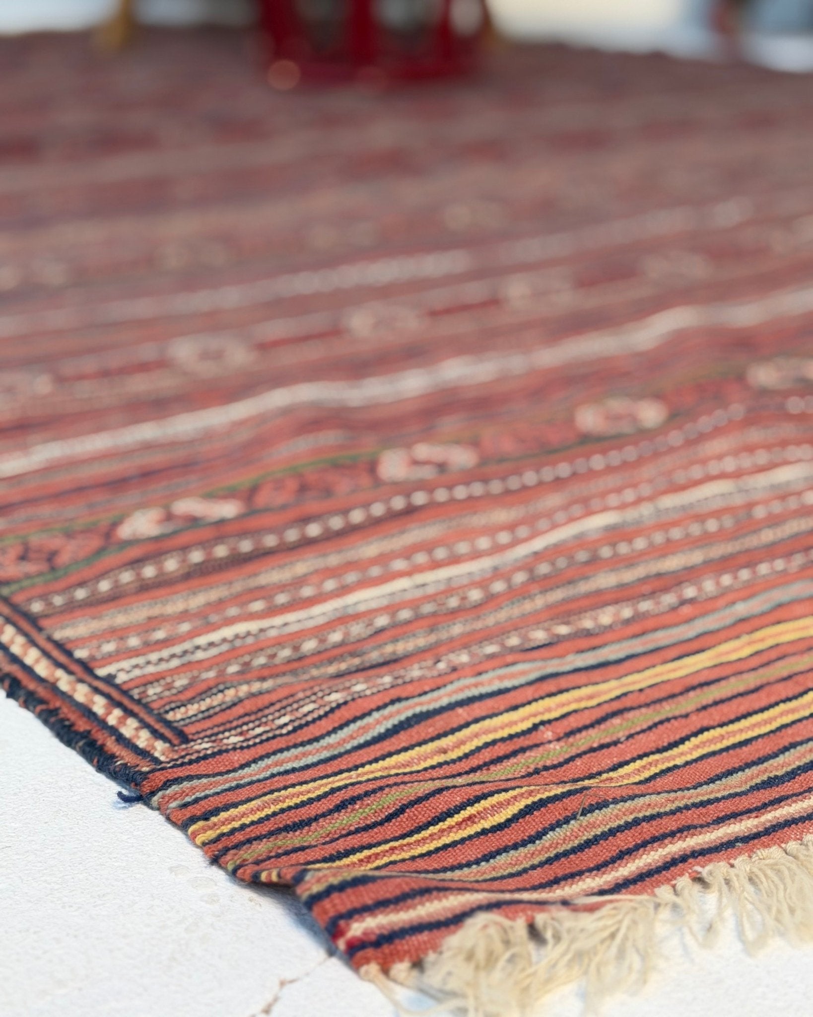 Red and Yellow Vintage Afghan Kilim Rug - Biggs & Hill
