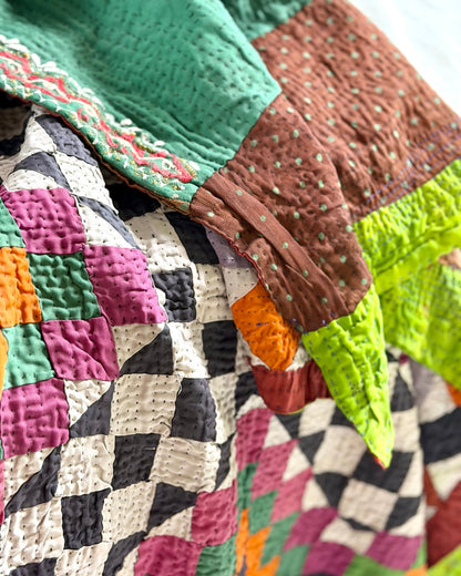 Small Ralli Quilt In Geometric Patchwork - Biggs & Hill
