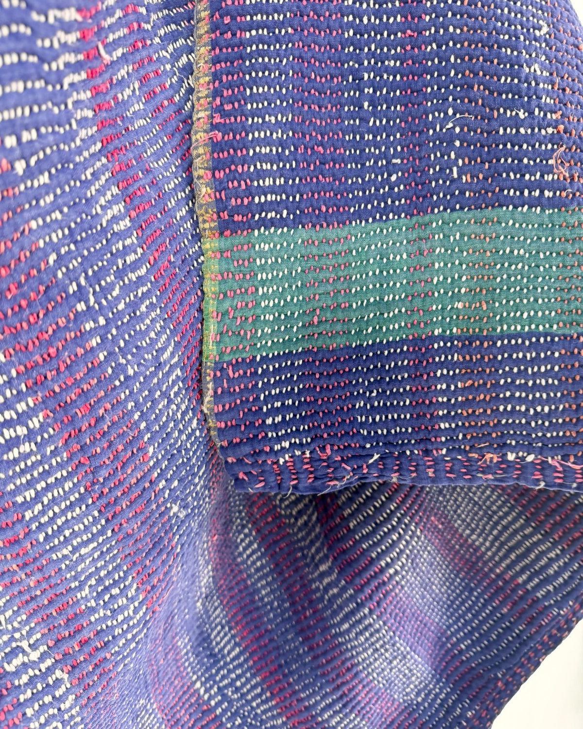 Project Kantha Quilt: Heavyweight Purple and Green with Rugged Stitching - Biggs & Hill