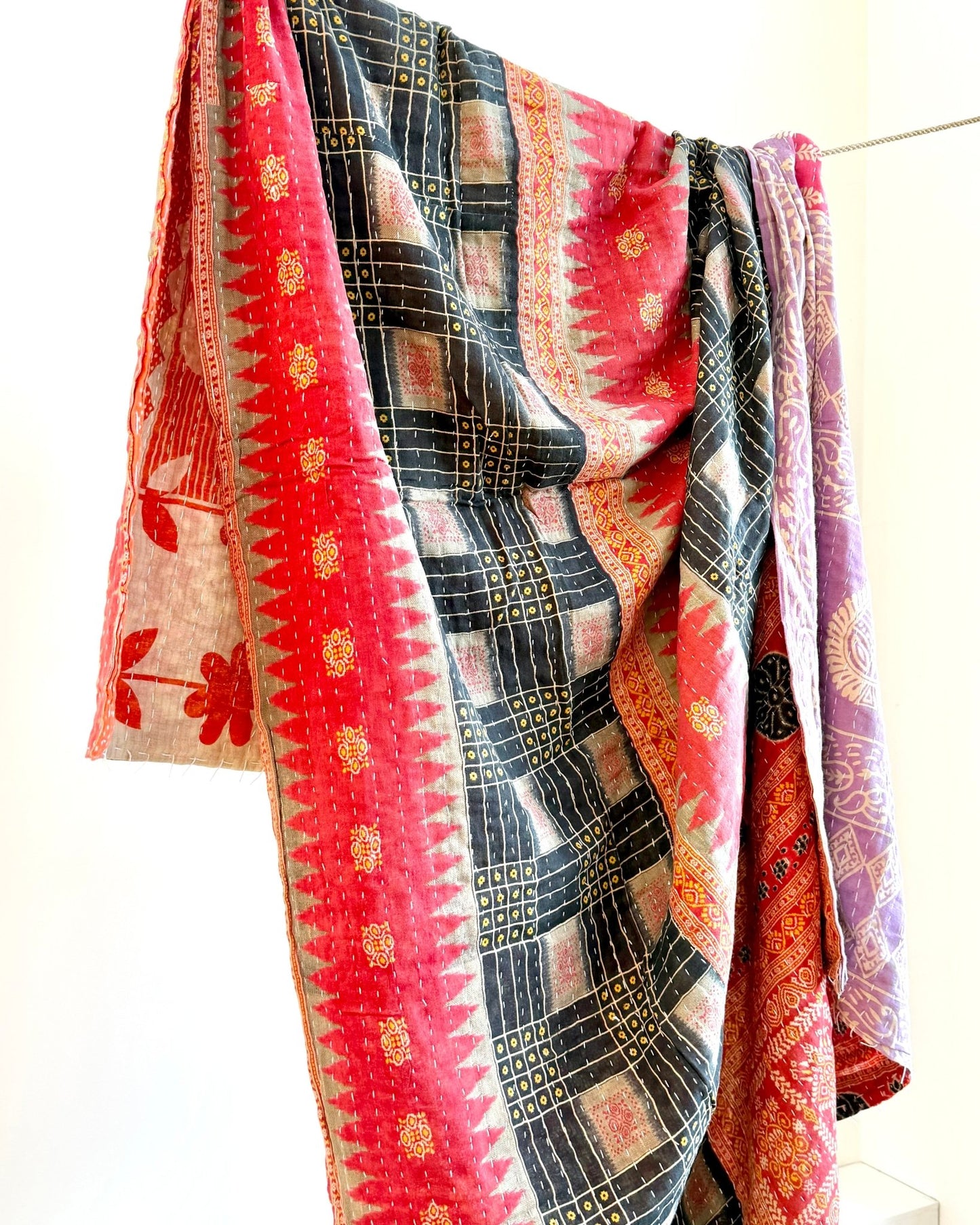 Sari Fabric Kantha Quilt 25 - Biggs & Hill