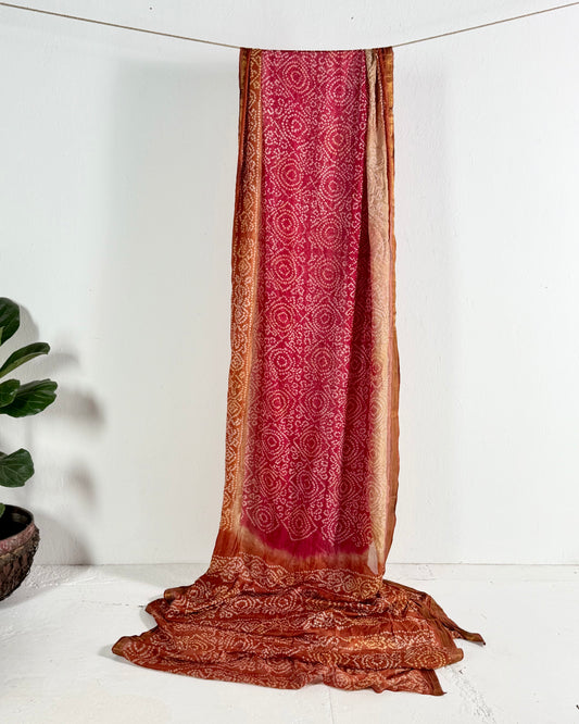 Preloved Silk Sari in Deep Red and Brown 14