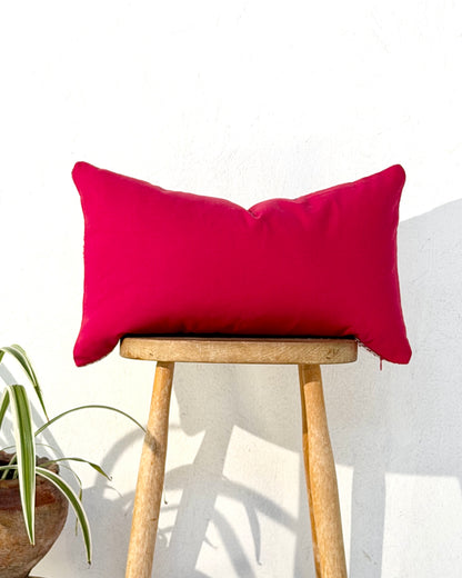 Vintage Kantha Cushion Cover In Pink and Purple - Small Rectangular