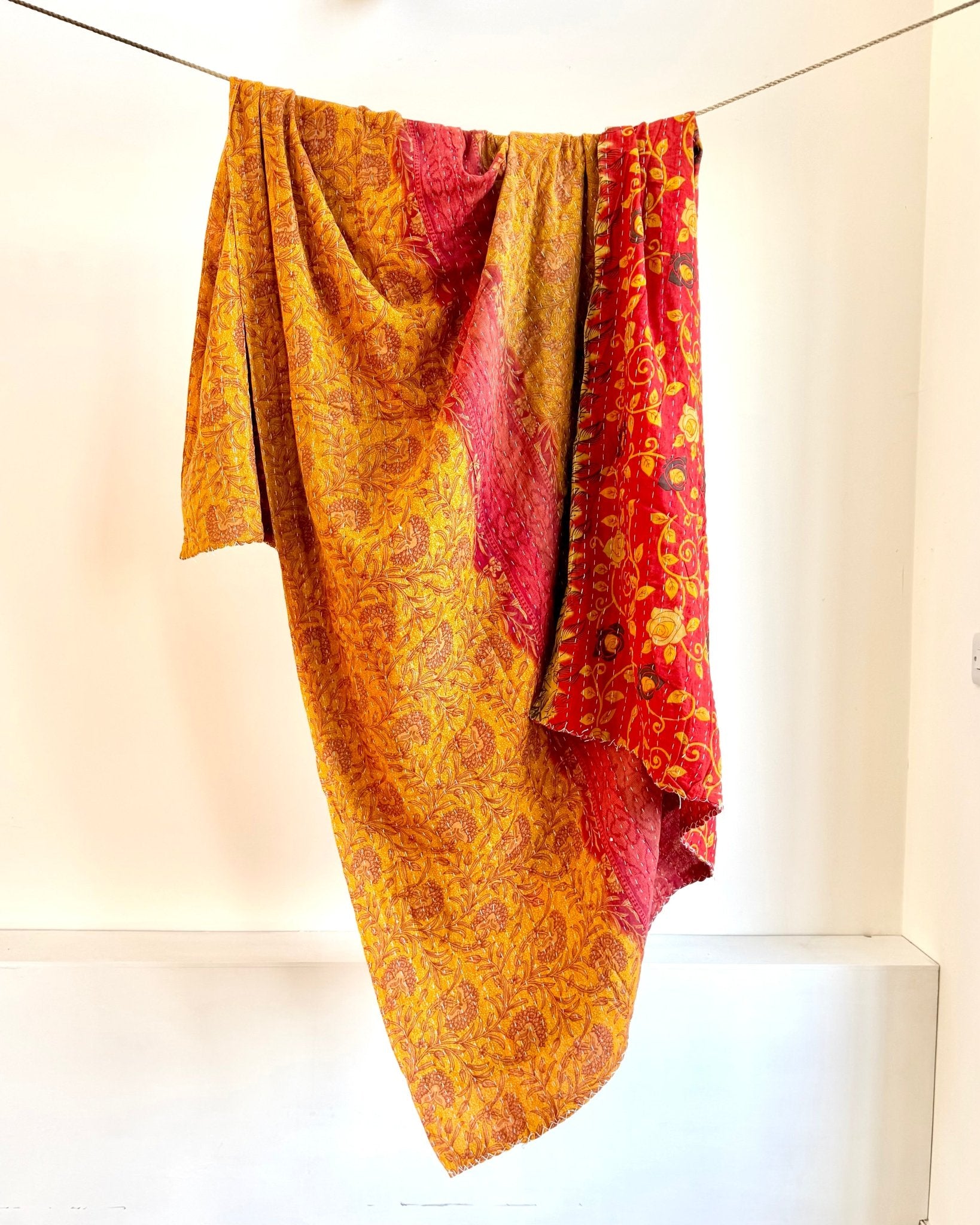 Sari Fabric Kantha Quilt 26 - Biggs & Hill