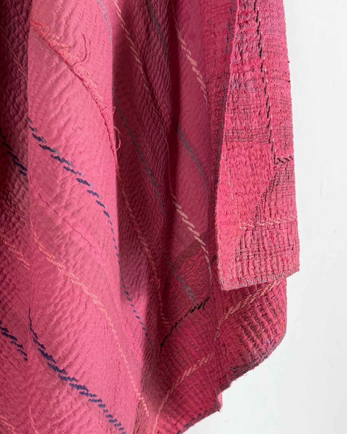 Embroidered Vintage Kantha Quilt in Pink - Biggs & Hill
