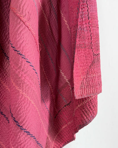 Embroidered Vintage Kantha Quilt in Pink - Biggs & Hill