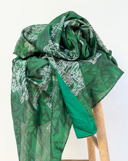 Preloved Silk Sari Length in Green 01