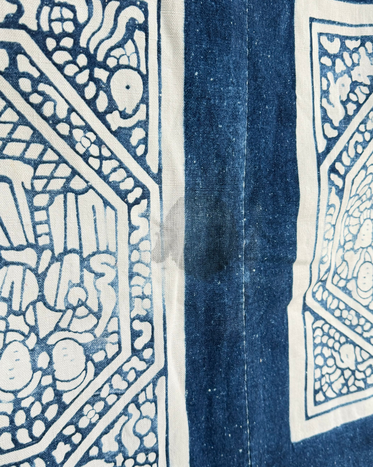 Vintage Chinese Blue Jiaxie Wedding Quilt Face – Drama Pattern