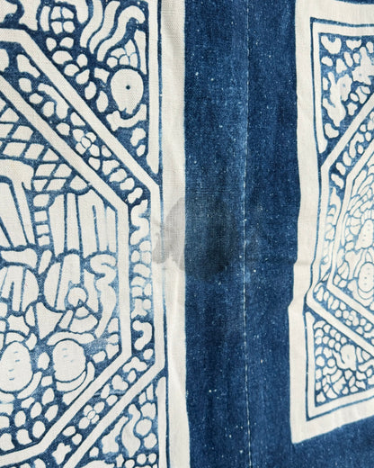 Vintage Chinese Blue Jiaxie Wedding Quilt Face – Drama Pattern