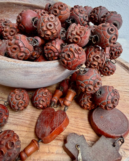Vintage French Lourdes Rosary (Chapelet) – Wooden Pilgrimage Beads
