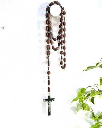 Vintage French Lourdes Rosary (Chapelet) – Wooden Pilgrimage Beads