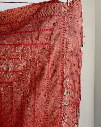 Project Kantha Quilt: Pink, Green and Purple with Embroidery - Biggs & Hill