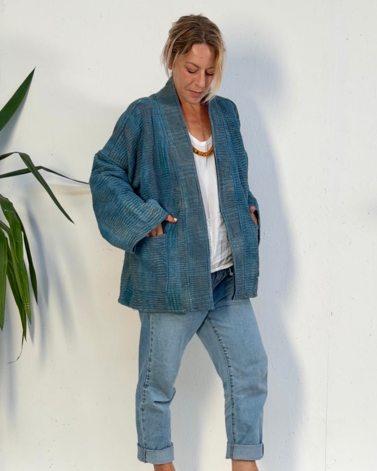 Índigo Printed Kantha Jacket