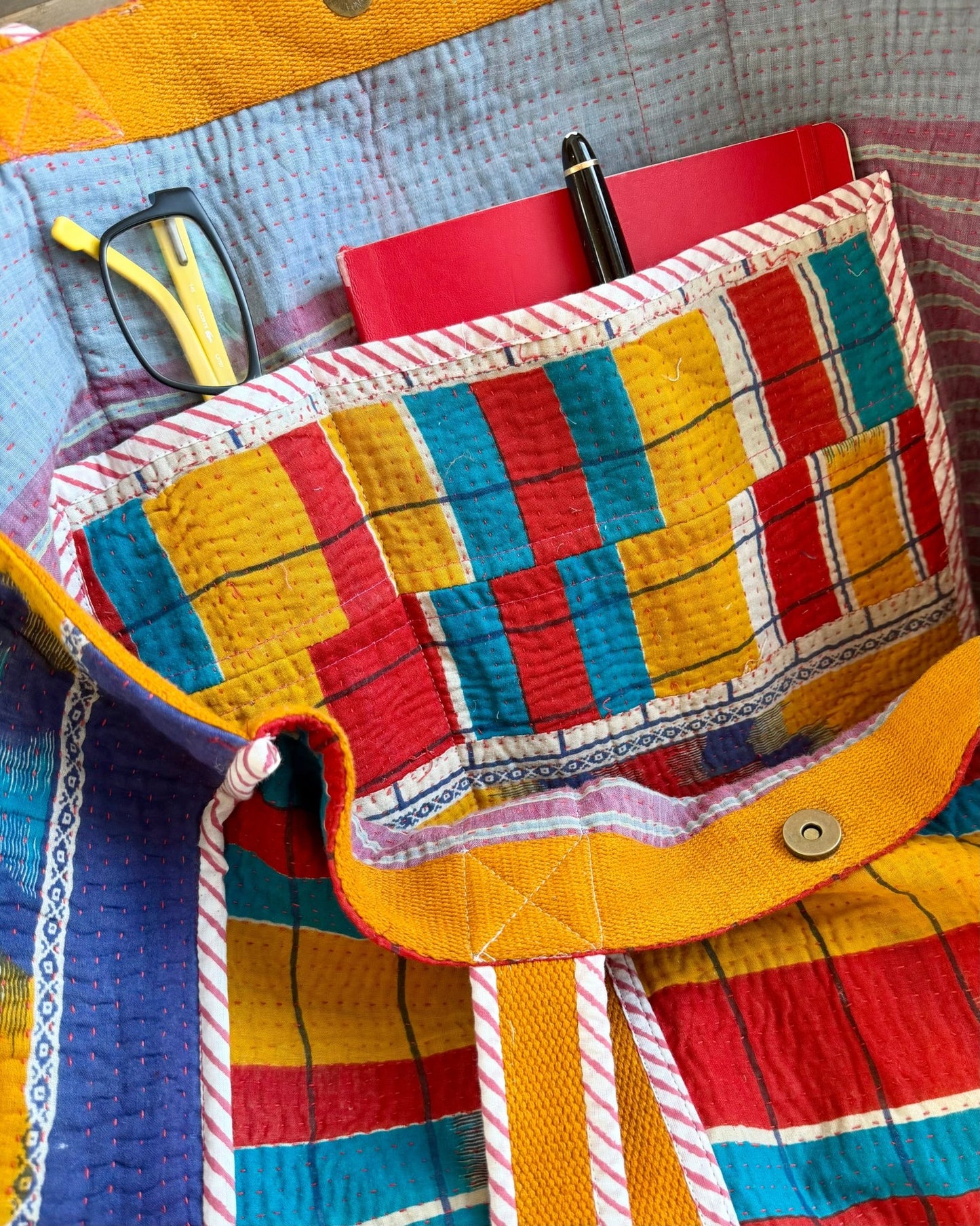 XL Vintage Kantha Tote Bag 21 - Biggs & Hill