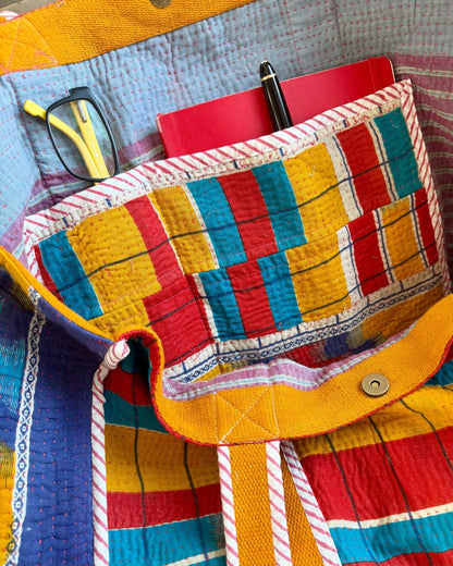 XL Vintage Kantha Tote Bag 21 - Biggs & Hill