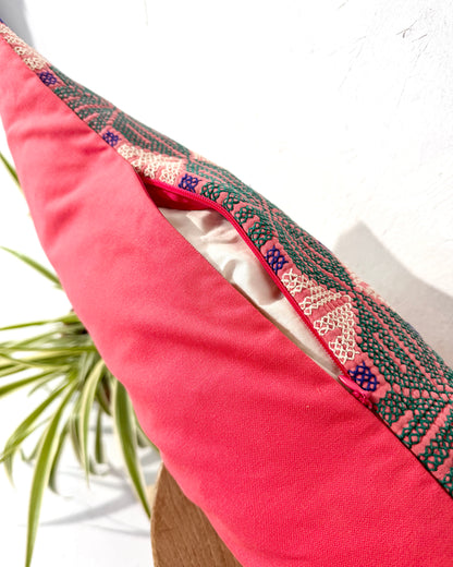 Vintage Kantha Bolster Cushion Cover With Galichi Kantha Stitching - 100cm