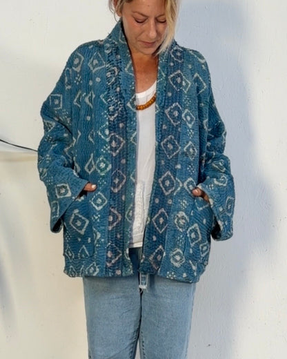 Índigo Printed Kantha Jacket