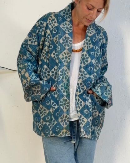 Índigo Printed Kantha Jacket