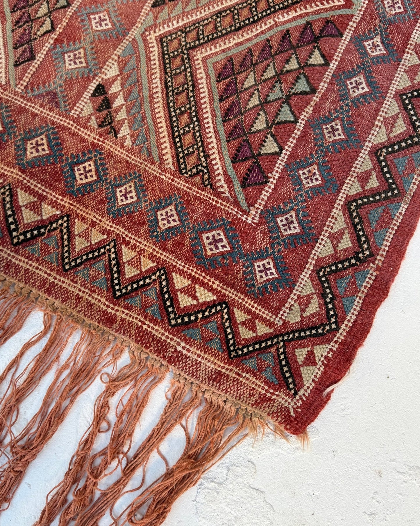 Vintage Afghan Handwoven Wool Tribal Soumac Area Rug - Biggs & Hill