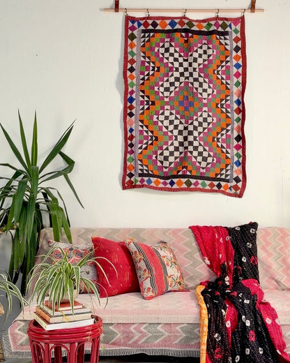 Small Ralli Quilt In Geometric Patchwork - Biggs & Hill