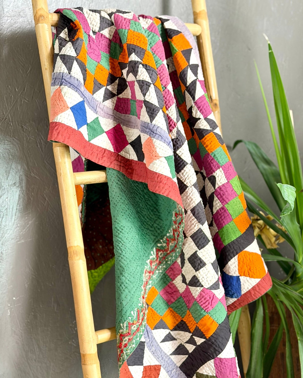 Small Ralli Quilt In Geometric Patchwork - Biggs & Hill