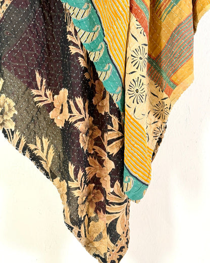 Vintage Cotton Kantha Quilt In Yellow and Black 11 - Biggs & Hill