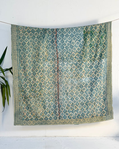 Large Heavy Indigo Print Kantha Quilt