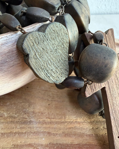 Vintage French Lourdes Rosary (Chapelet) – Wooden Pilgrimage Beads