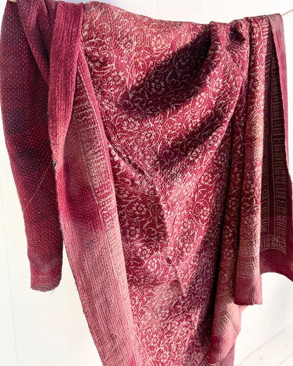Project Kantha Quilt: Red with Resist Block Print
