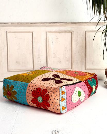 Large Square Patchwork Cotton Floor Cushion Cover