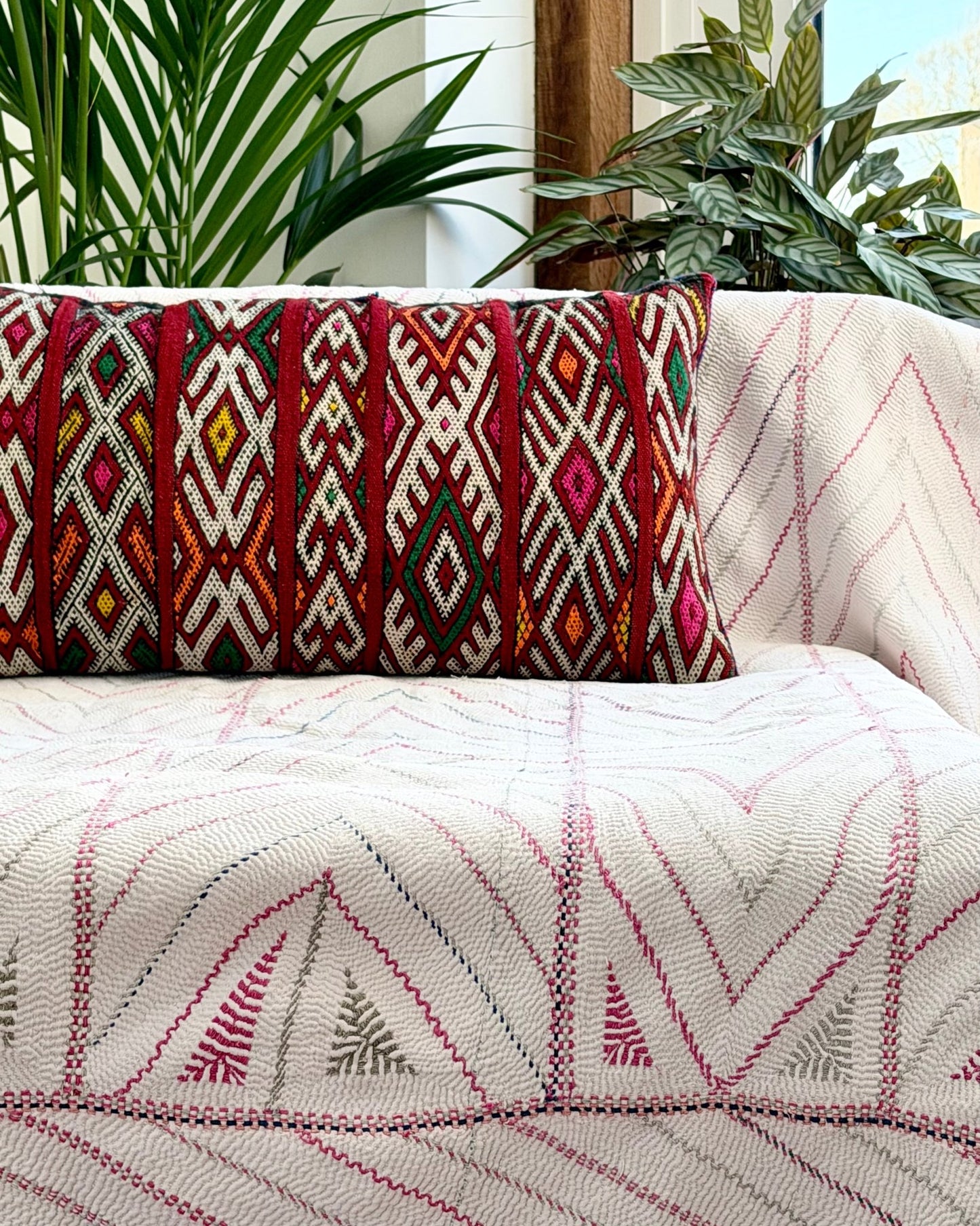 Large Antique Hand Embroidered White Nakshi Kantha From Bengal - Biggs & Hill