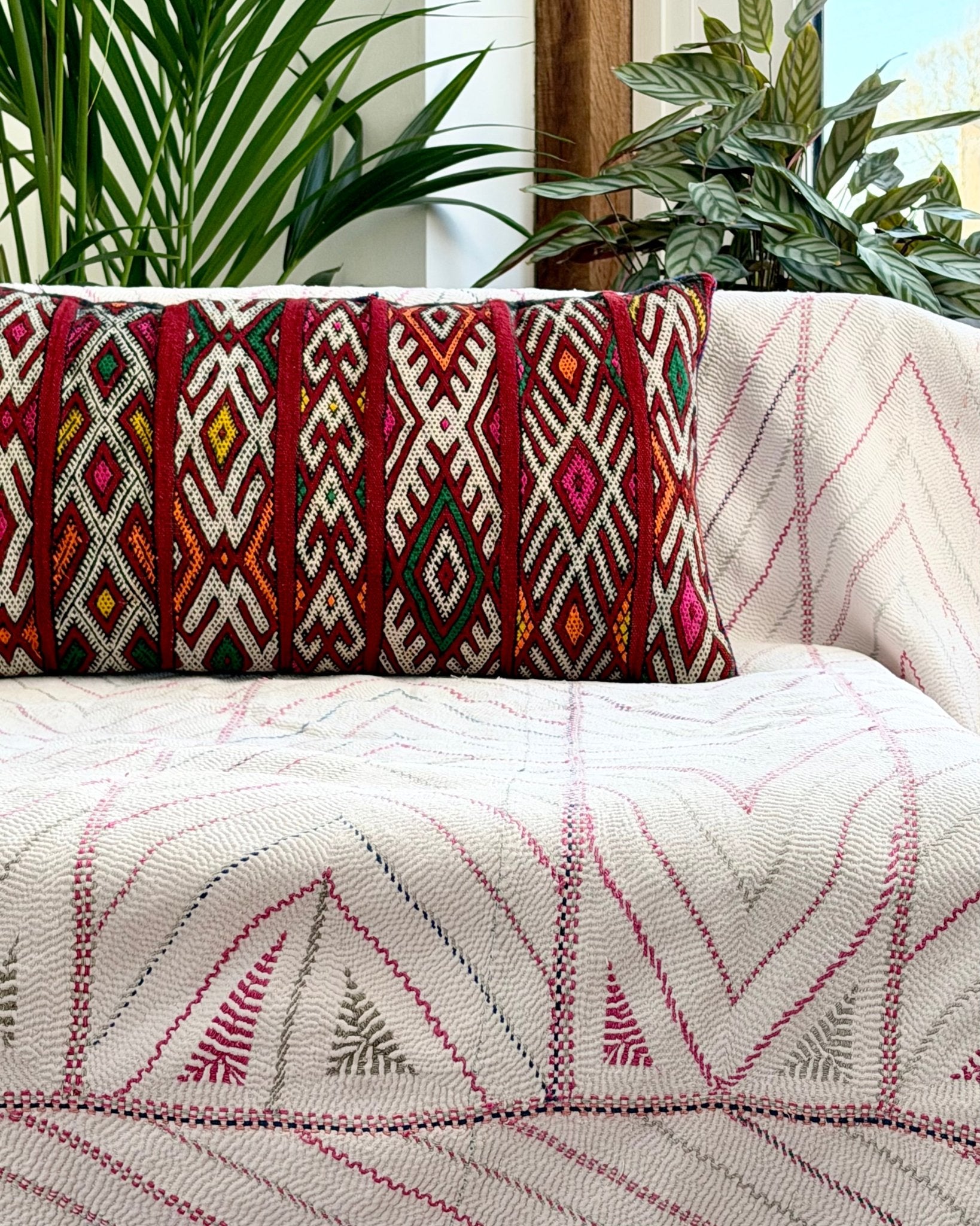 Large Antique Hand Embroidered White Nakshi Kantha From Bengal - Biggs & Hill