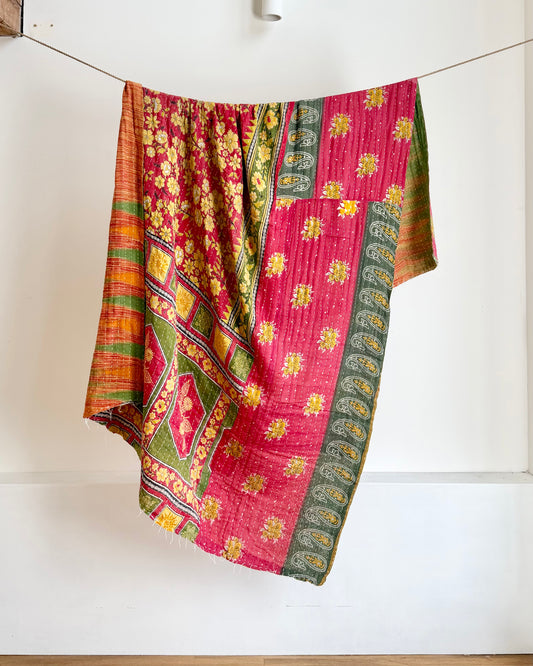 Vintage Sari Kantha Quilt #1