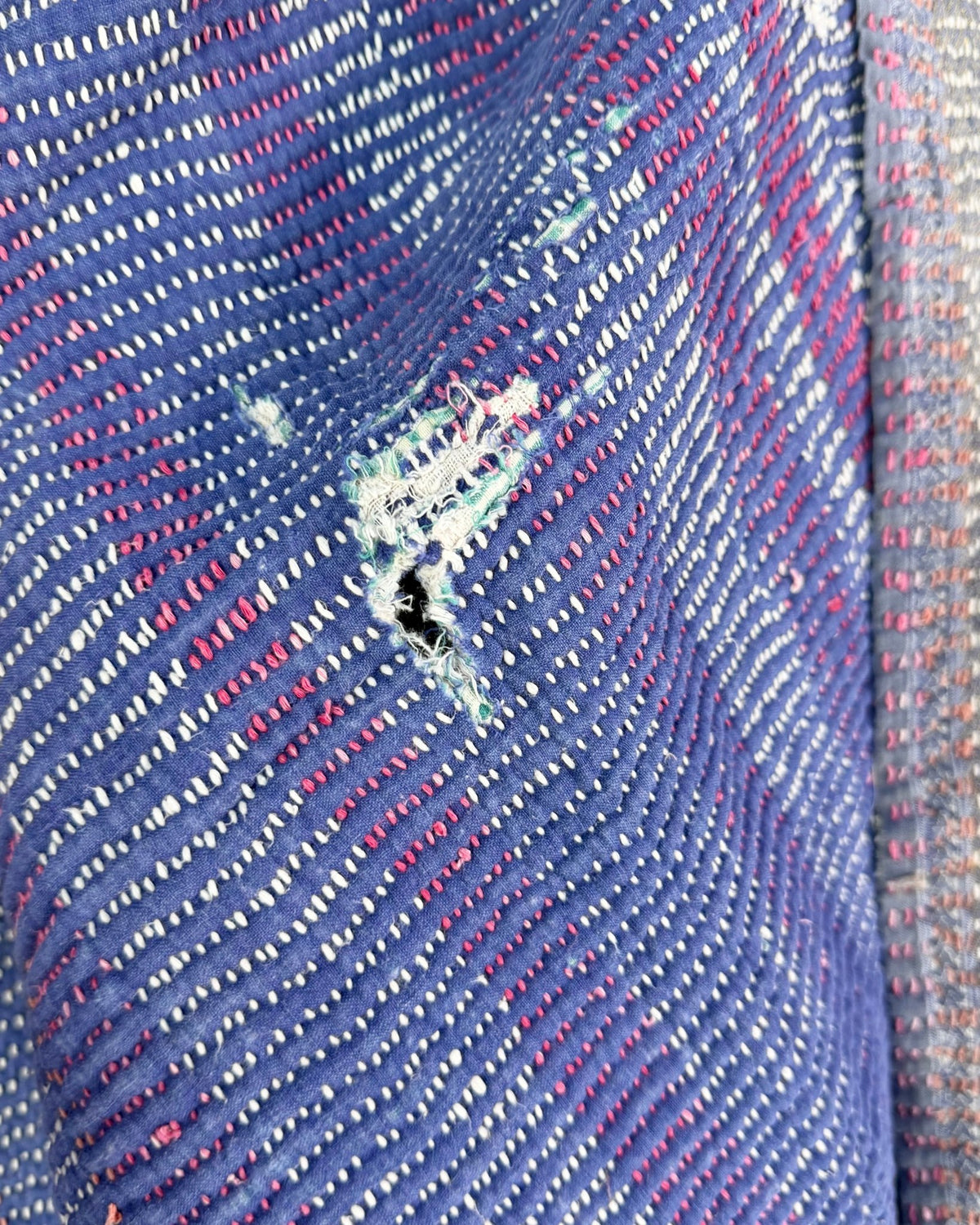 Project Kantha Quilt: Heavyweight Purple and Green with Rugged Stitching - Biggs & Hill