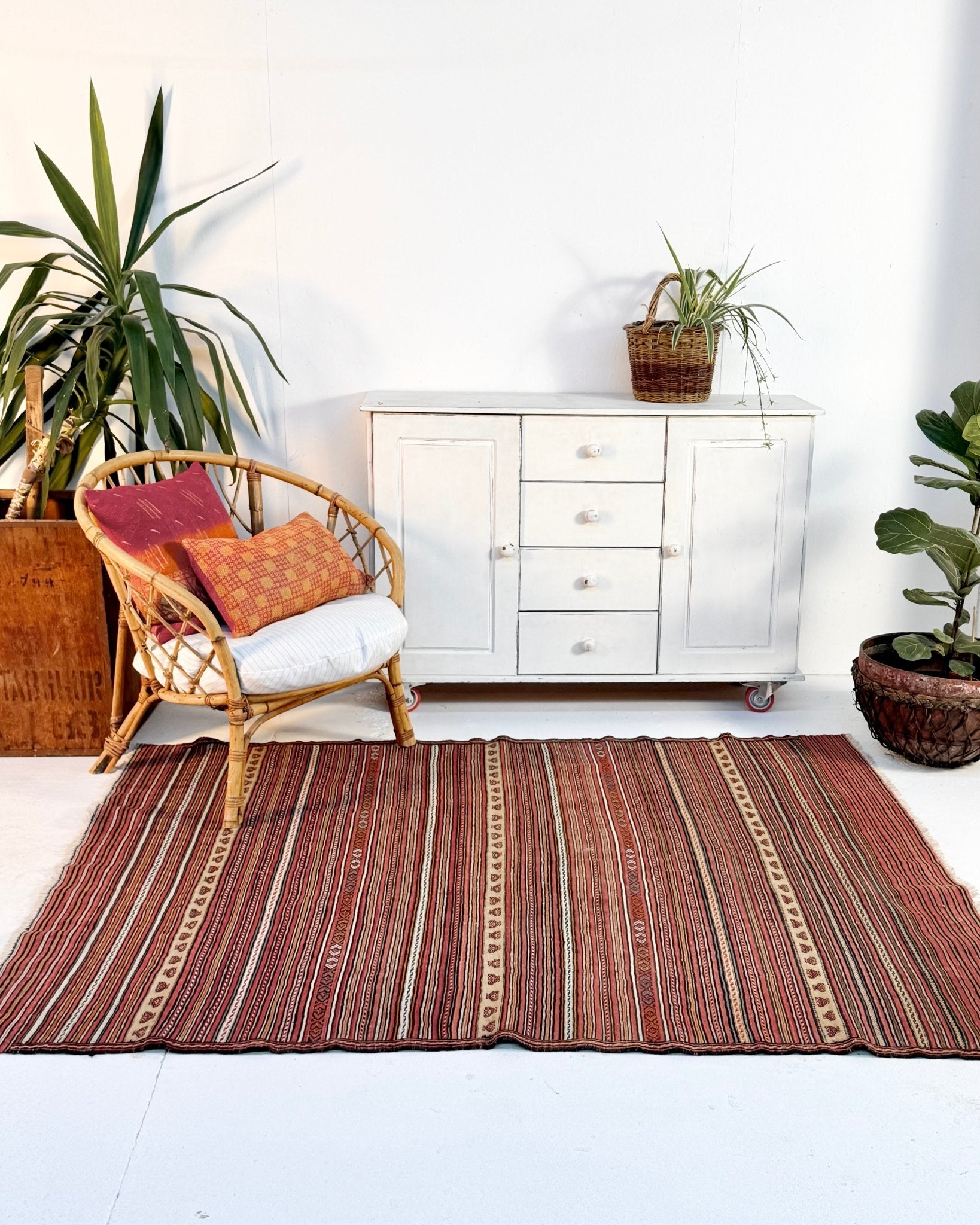 Red and Yellow Vintage Afghan Kilim Rug - Biggs & Hill
